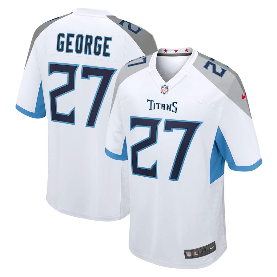 Men Tennessee Titans 27 Eddie George Nike White Retired Player Game NFL Jersey
